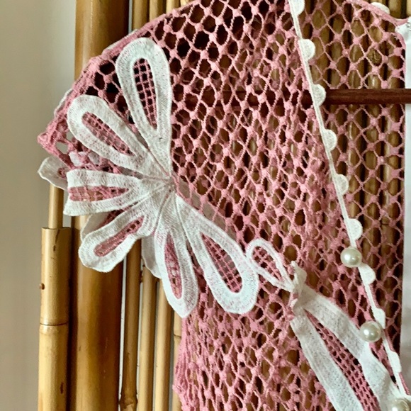 Pink and off white net maxi dress. US S. - Picture 2 of 9